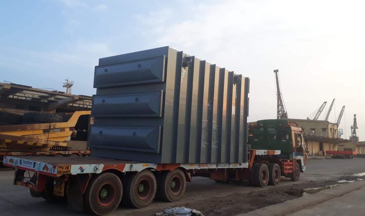 Heavy box cargo at port