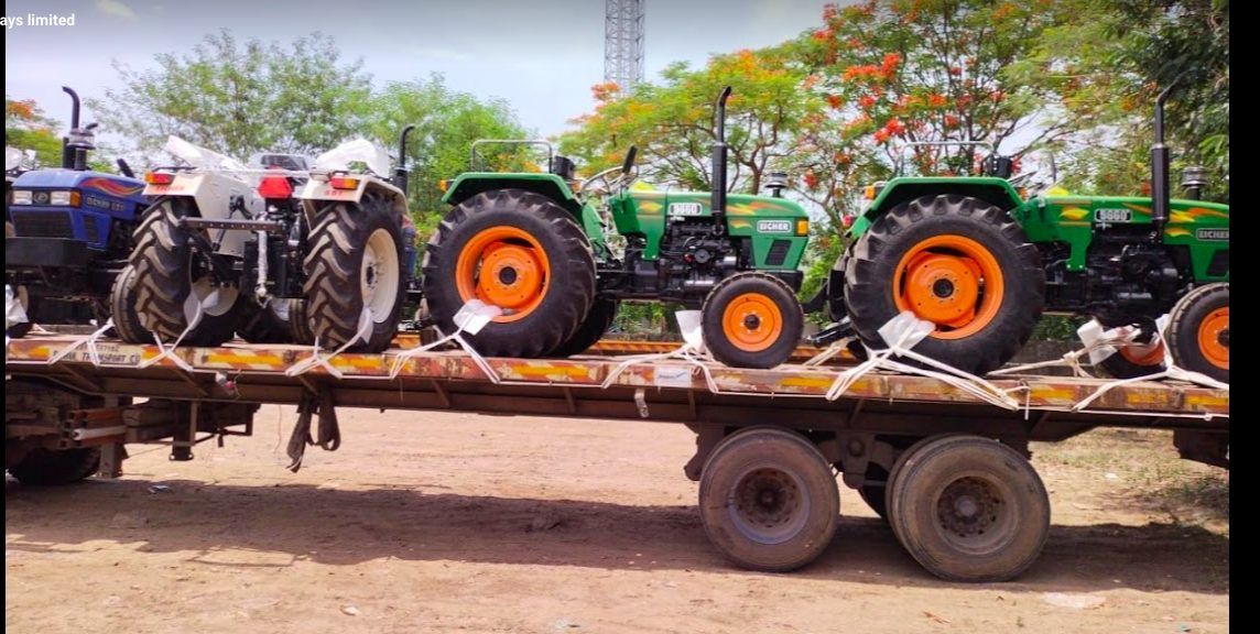 Tractors loaded on trailer