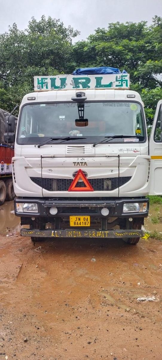 URL Safe Express branded Tata truck